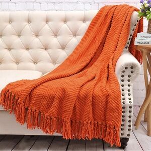 Decorative Soft Cozy Tweed Throw burnt orange 
60”x80” new